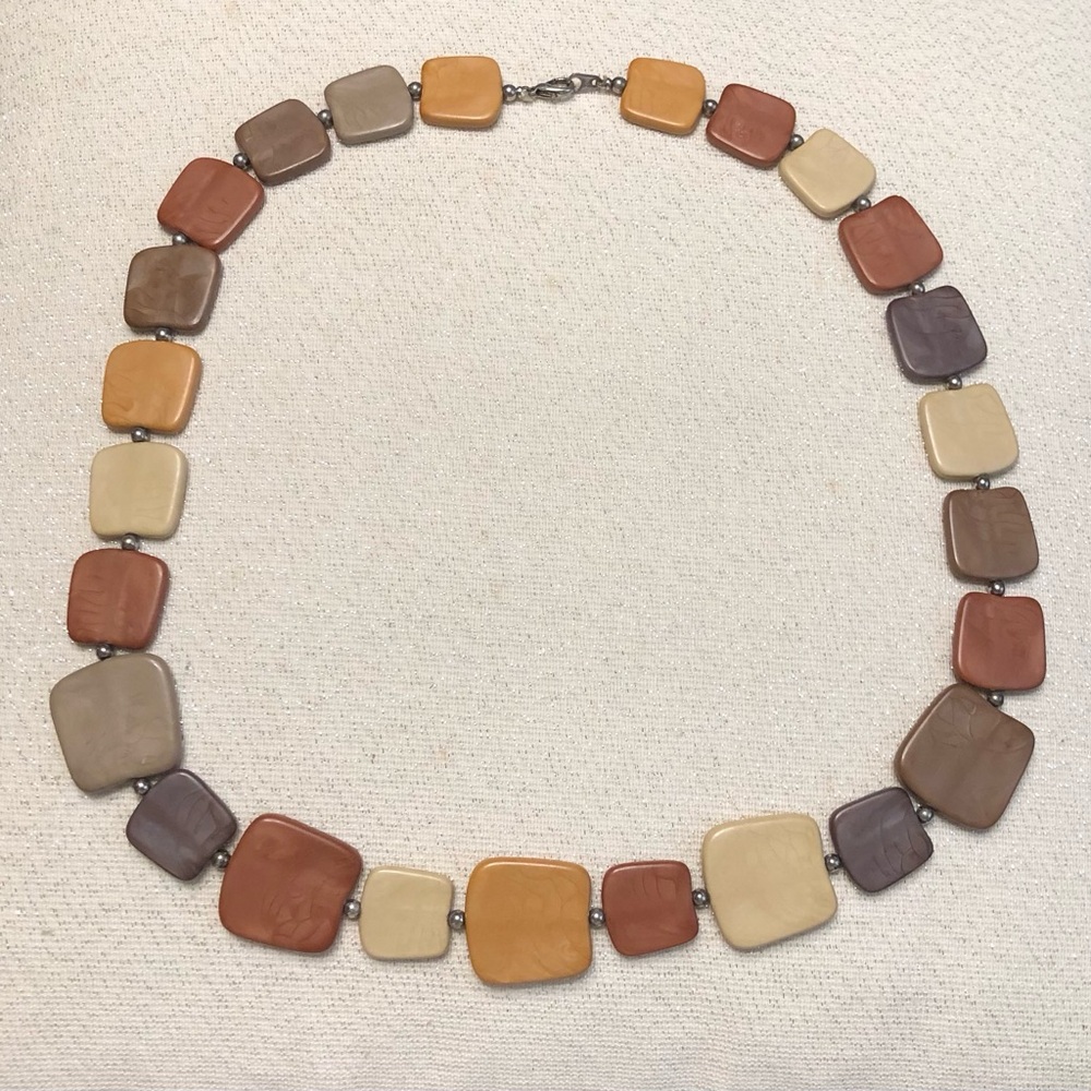 Women’s Multicolor Square Bead 24” Necklace - Neutral Tones